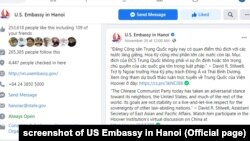 Bài đăng hôm 20/11 của Đại sứ quán Mỹ với phát biểu của Trợ lý Ngoại trưởng Stilwell về Đảng Cộng sản Trung Quốc